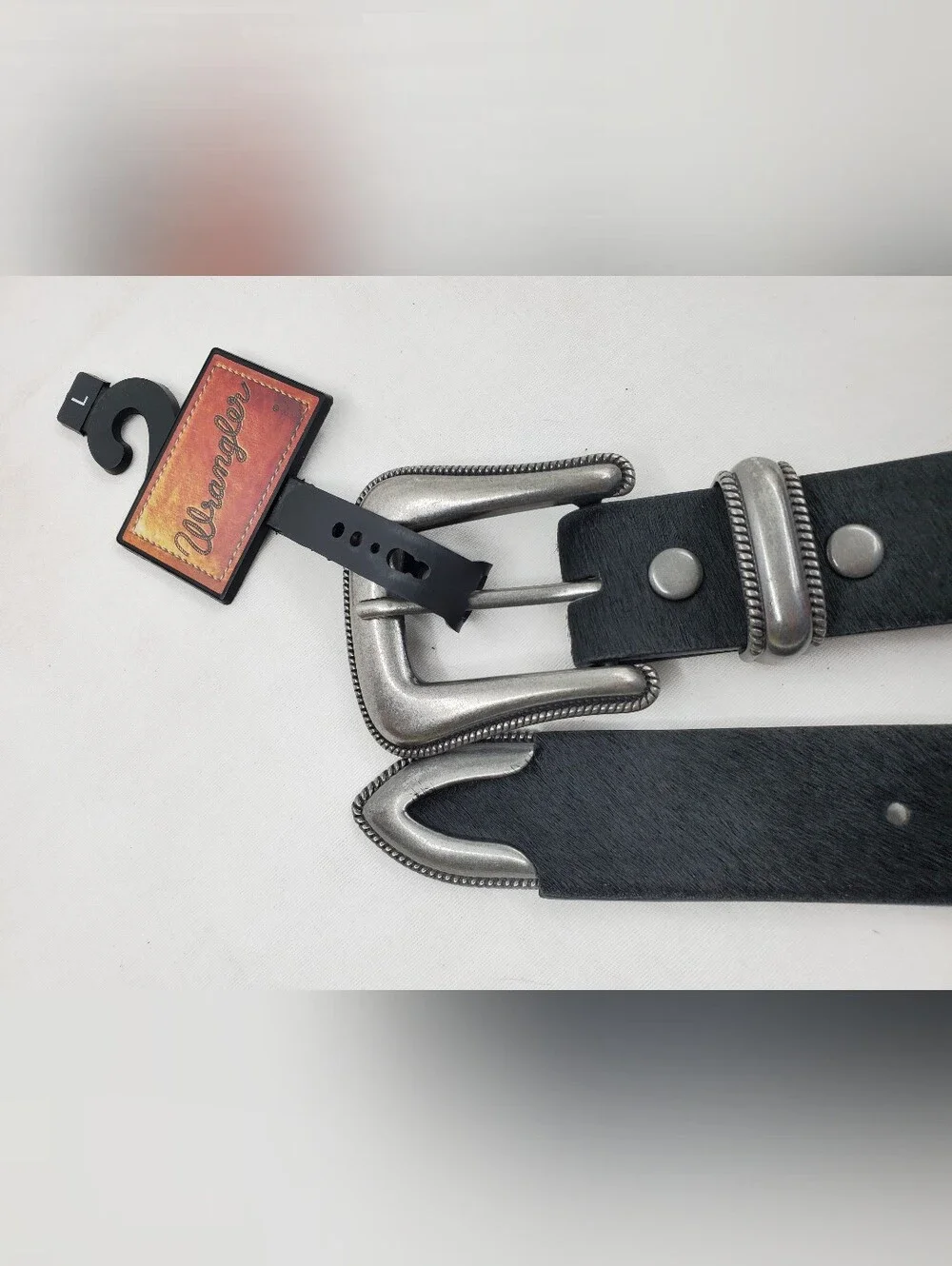 Wrangler Women's Black Leather Western Belt with Silver Hardware